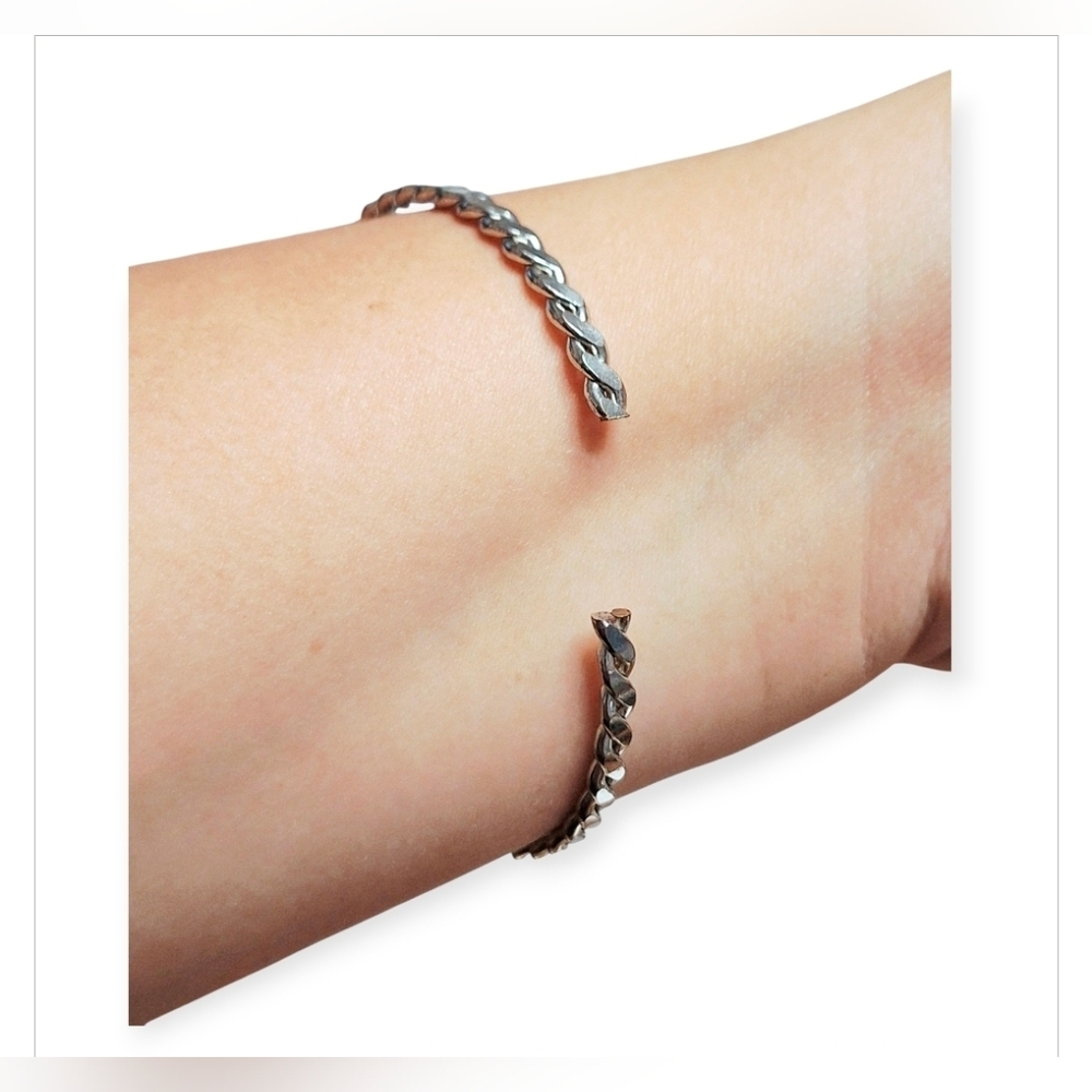 Silver Twisted Open Cuff Bracelet - image 4